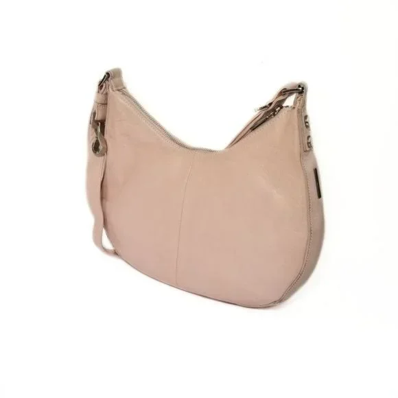 Perlina New York Blush Pink Leather Crescent Hobo Bag Purse Silver Hardware